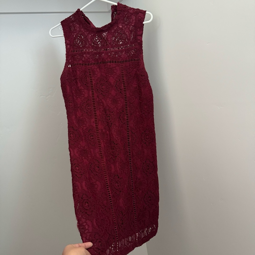 Burgundy Hollister Co Lace Mini Dress